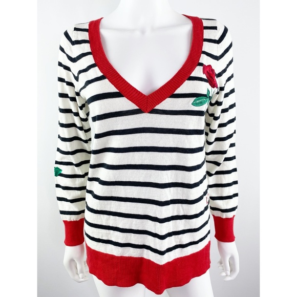 Chaser Black & White Striped Garden Knit Sweater - Picture 4 of 11